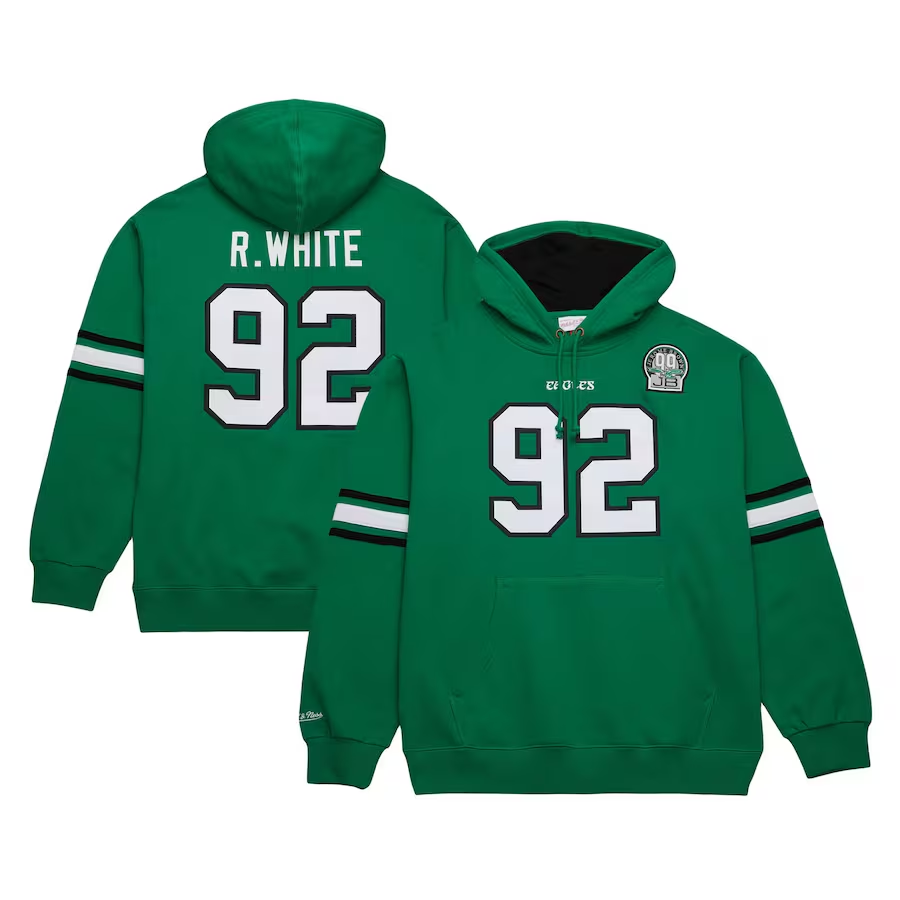 Men Philadelphia Eagles #92 R White green Hoodie 0819